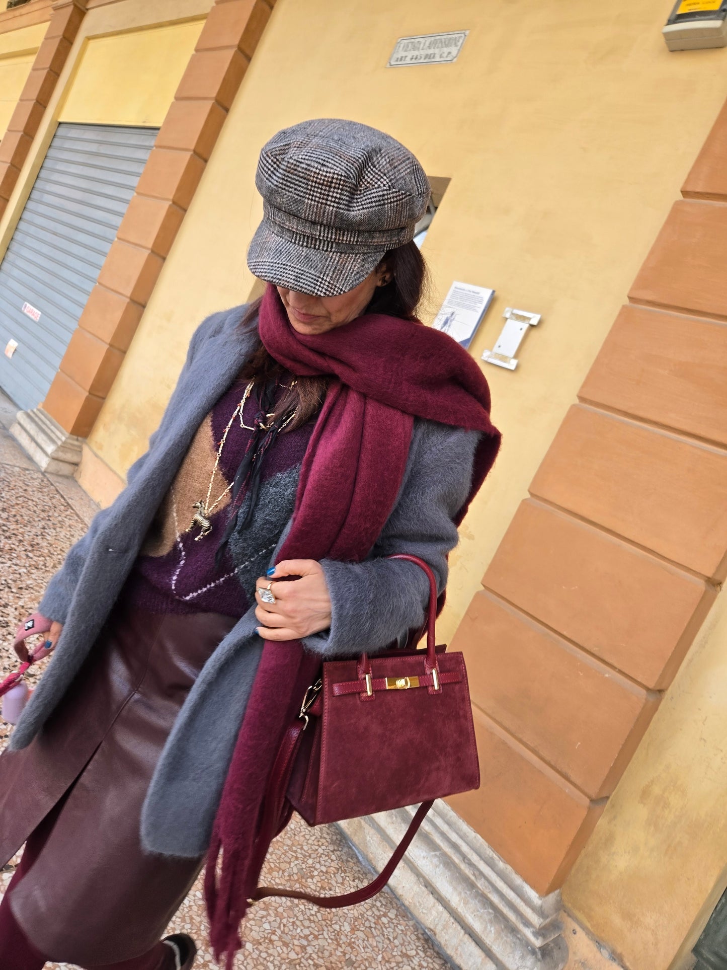 JACQUELINE MINI ROSSO AMARANTO CAMOSCIO