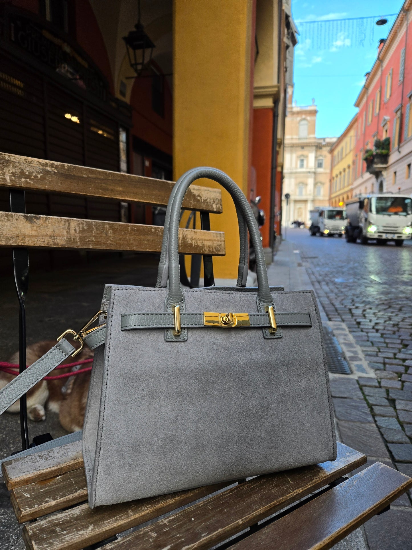 JACQUELINE MINI GRIGIO PERLA CAMOSCIO