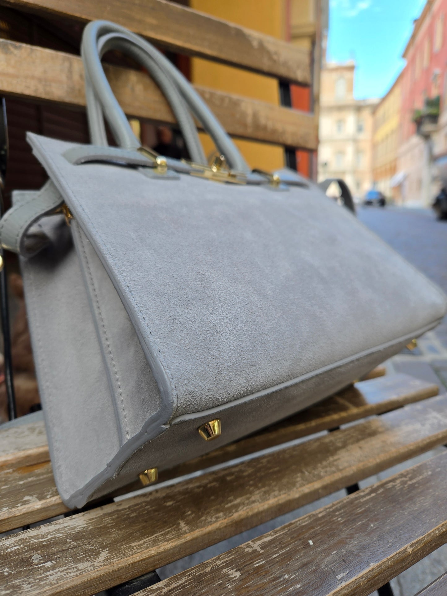 JACQUELINE MINI GRIGIO PERLA CAMOSCIO