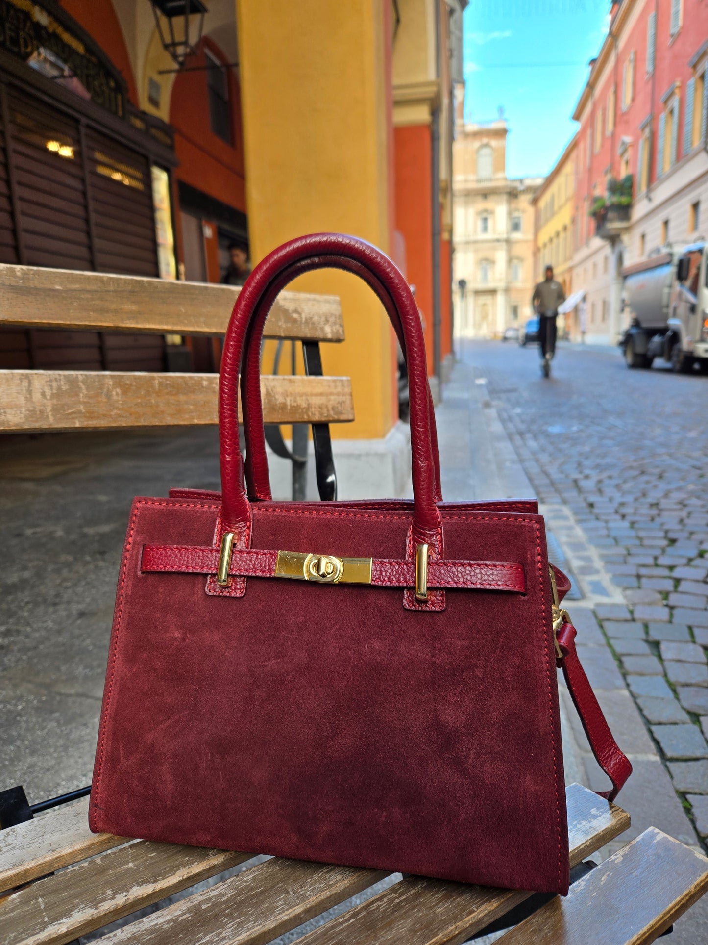 JACQUELINE MINI ROSSO AMARANTO CAMOSCIO