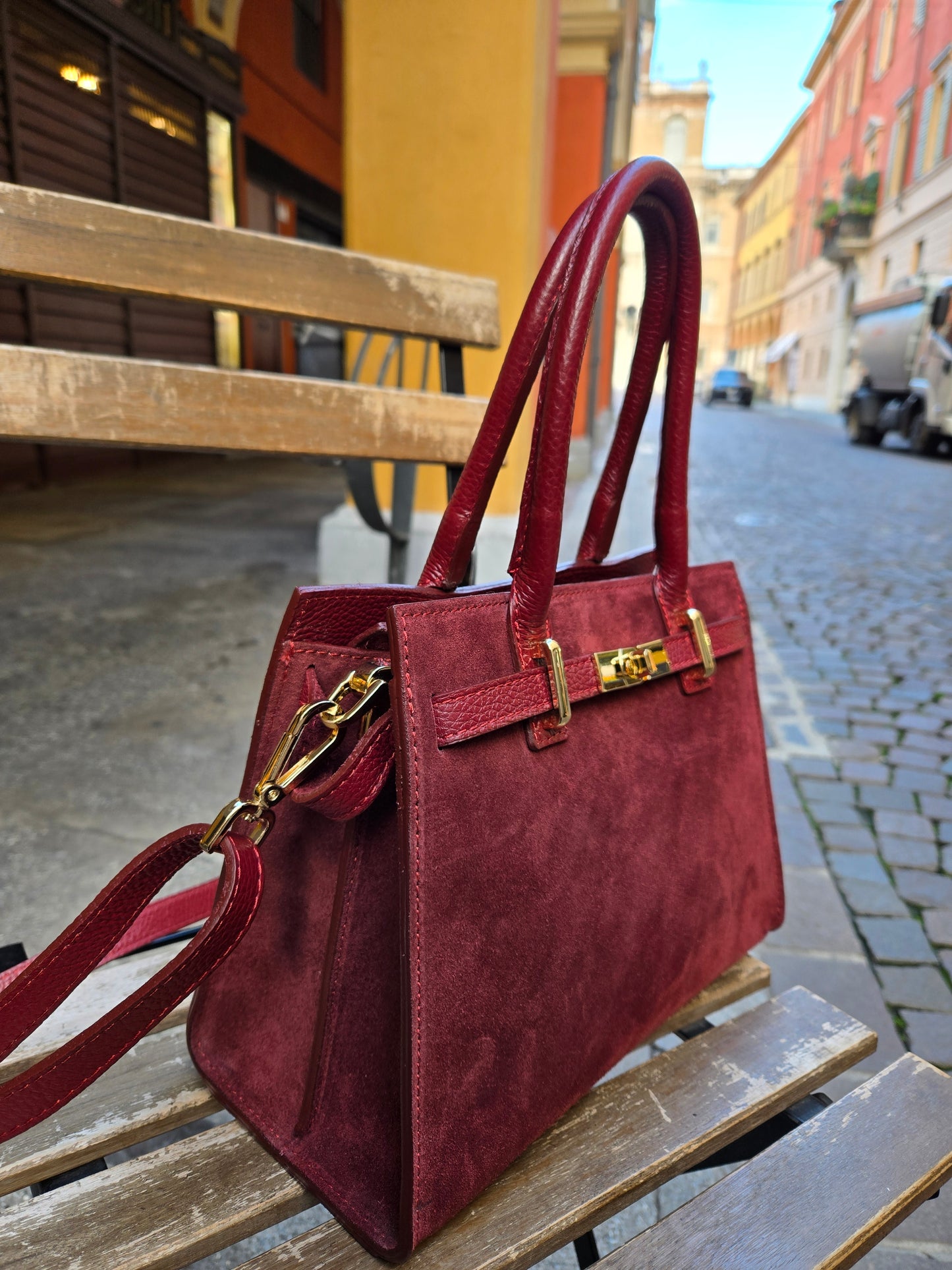 JACQUELINE MINI ROSSO AMARANTO CAMOSCIO