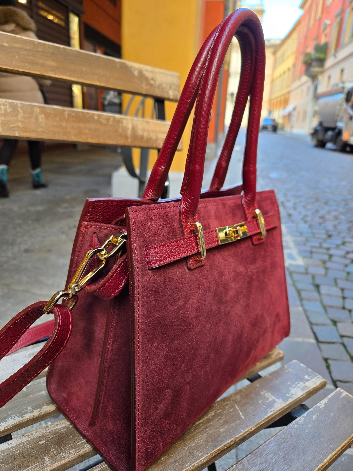 JACQUELINE MINI ROSSO AMARANTO CAMOSCIO