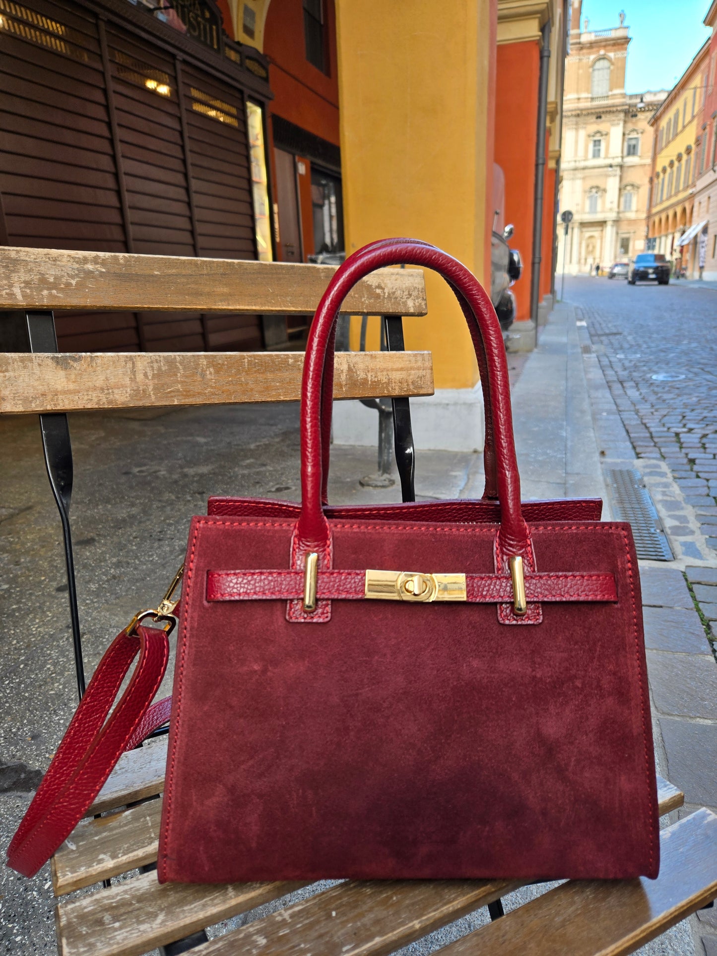 JACQUELINE MINI ROSSO AMARANTO CAMOSCIO