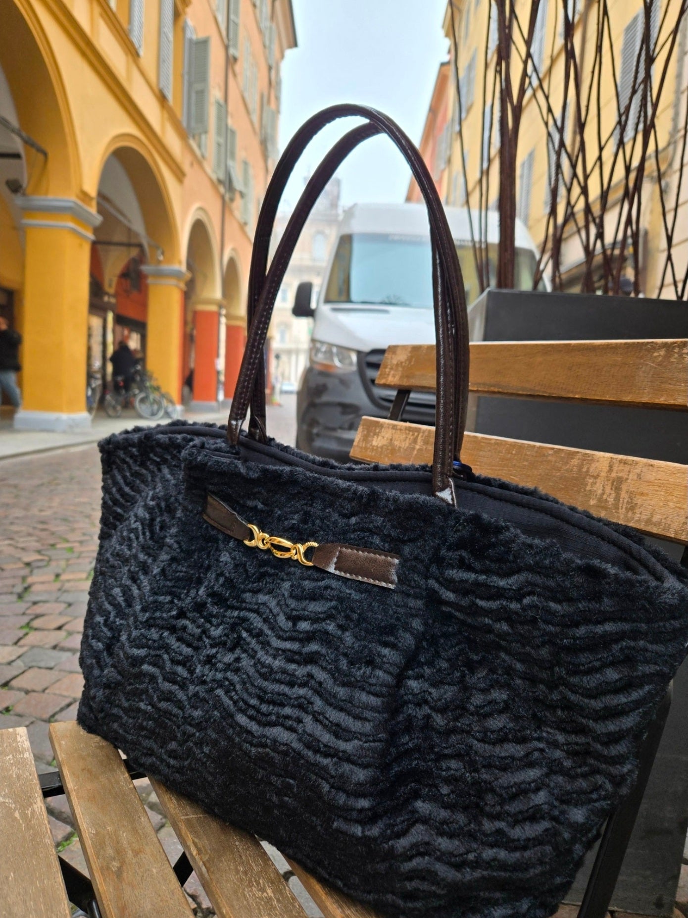 Katherine simil astrakan nero shopper